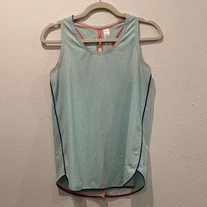 Light Aqua Lightweight Performance Tank Top with Coral Trim - Unbranded